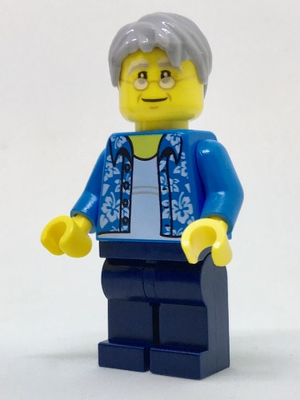 LEGO Minifigure-Beachgoer - Gray Male Hair, Glasses and Hawaiian Shirt-Town / City-cty762-Creative Brick Builders